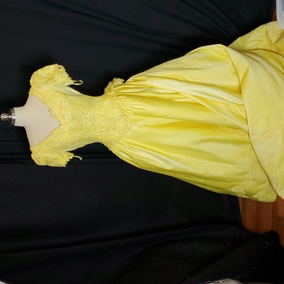 Jasmine Dresses & Skirts - Jasmine, 10, wedding dress, train, hand upcycled yellow, costume, AS IS